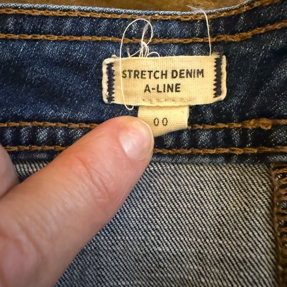 Madewell Stretch Denim Aline Mini Skirt Sz 00 Pockets Boho Dark Wash Festival - Picture 8 of 9